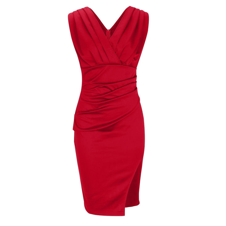 Mechthild®️ | Enganliegendes Kleid mit V-Ausschnitt und Schlitz