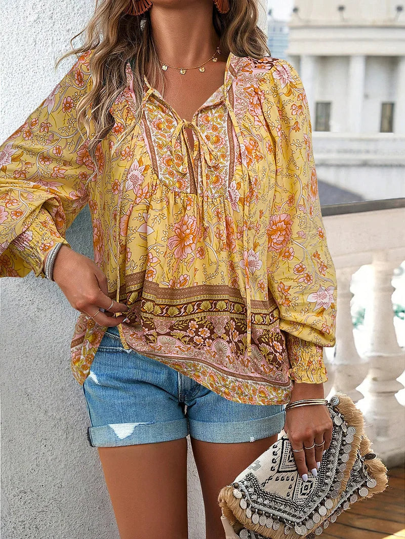 Marisa®️™ | Fließendes Bohemian-Top mit Blumenmuster