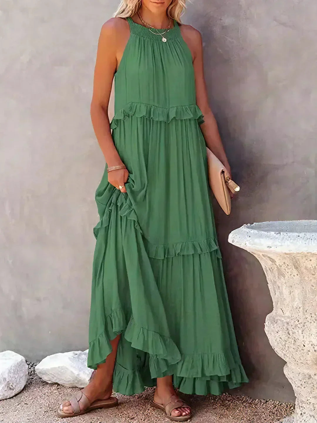 Luisa | Neckholder-Rüschen-Maxikleid (fast ausverkauft)