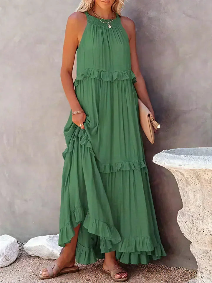 Luisa | Neckholder-Rüschen-Maxikleid (fast ausverkauft)