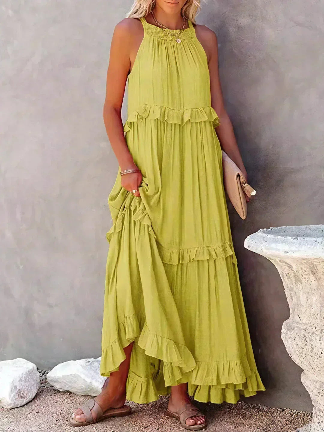 Luisa | Neckholder-Rüschen-Maxikleid (fast ausverkauft)