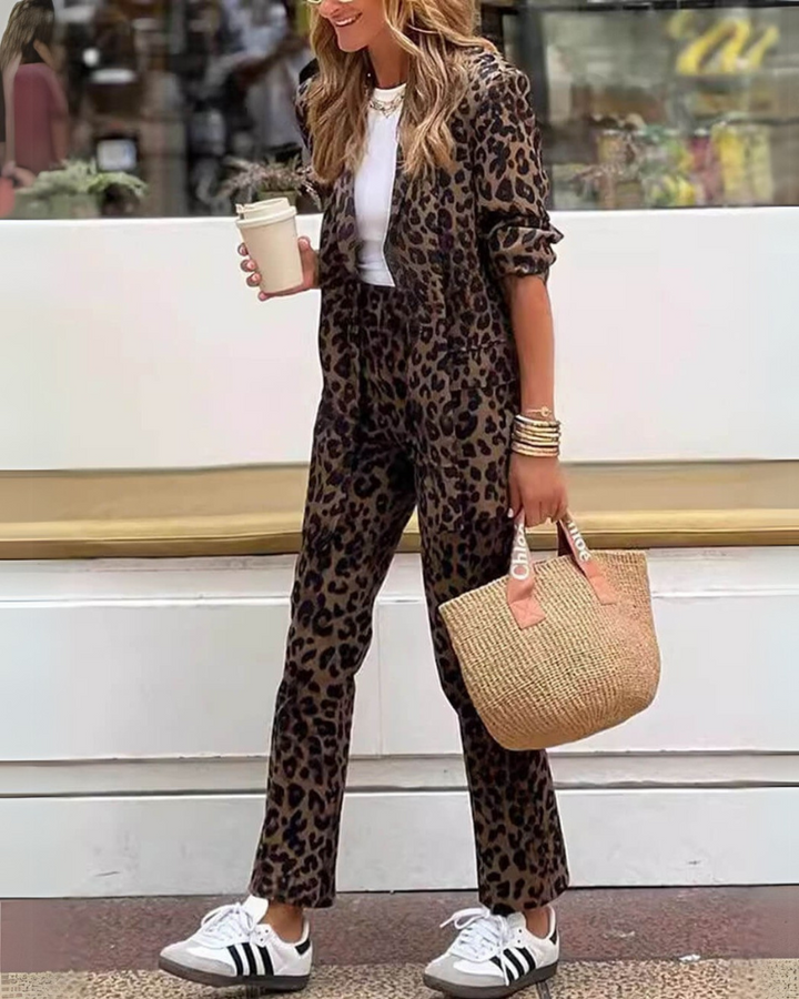 Agnes™ | Set aus Blazer und Hose mit Leopardenmuster