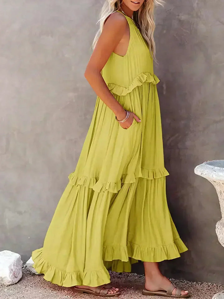 Luisa | Neckholder-Rüschen-Maxikleid (fast ausverkauft)