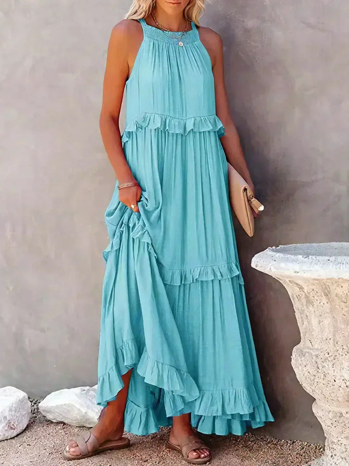 Luisa | Neckholder-Rüschen-Maxikleid (fast ausverkauft)