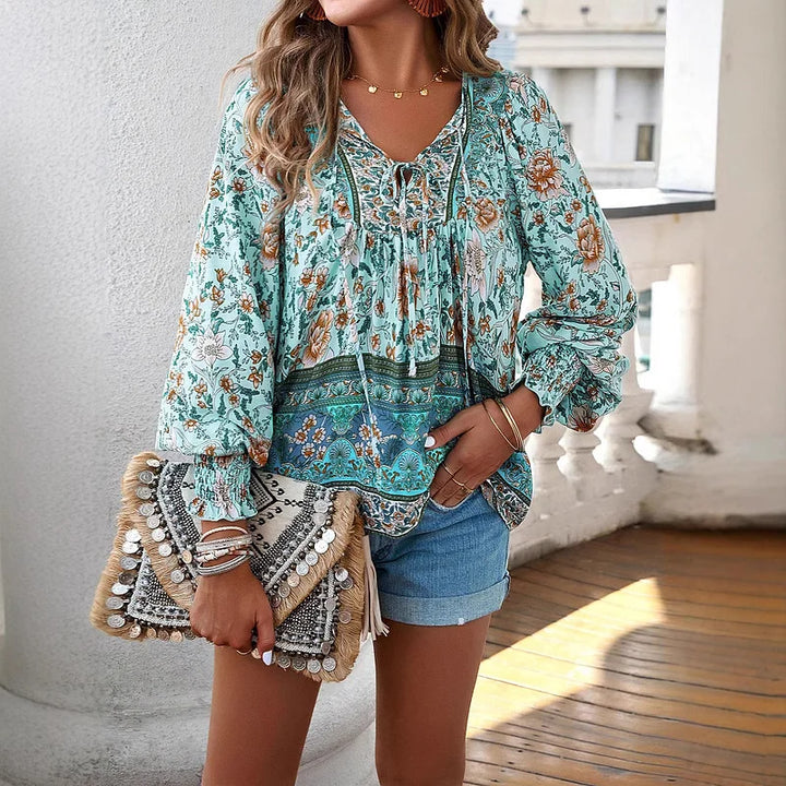 Marisa®️™ | Fließendes Bohemian-Top mit Blumenmuster
