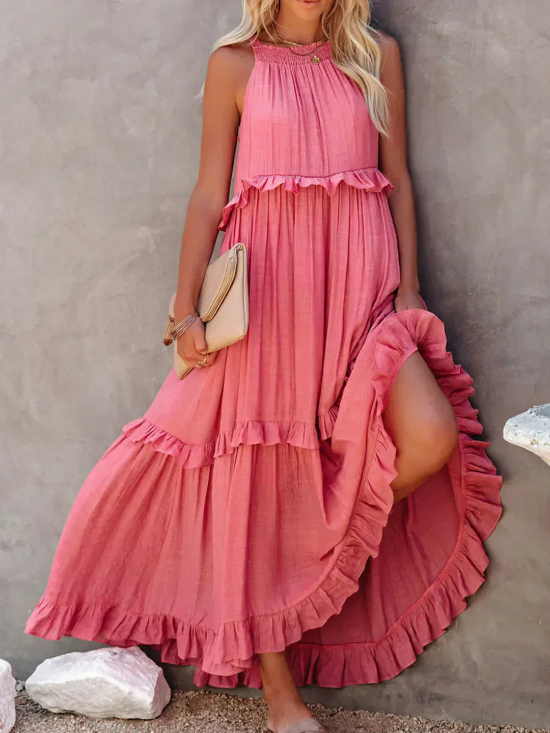 Luisa | Neckholder-Rüschen-Maxikleid (fast ausverkauft)