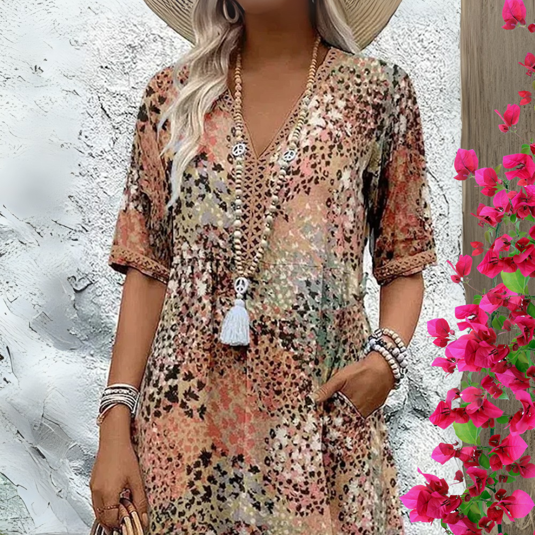 Juliane® | Vintage V-Ausschnitt Kleid