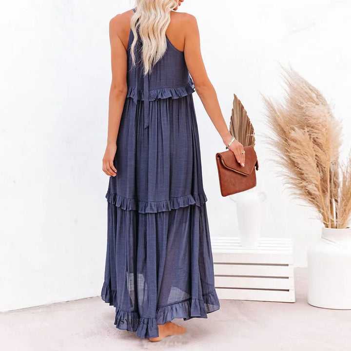 Luisa | Neckholder-Rüschen-Maxikleid (fast ausverkauft)