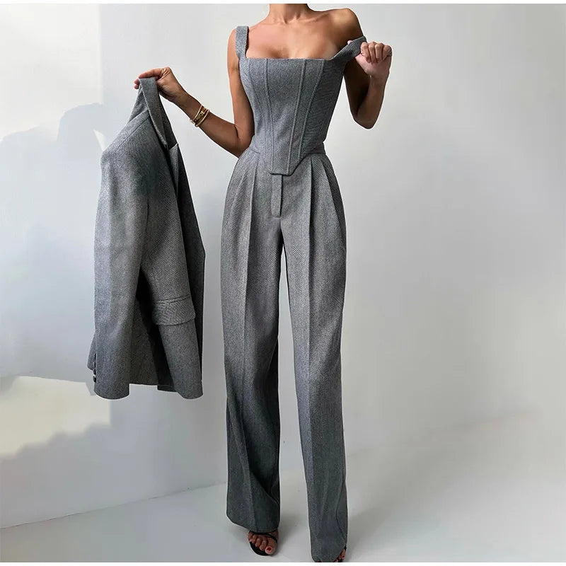 Adele™ | 3-teiliges Set (Korsett, Blazer und Hose)