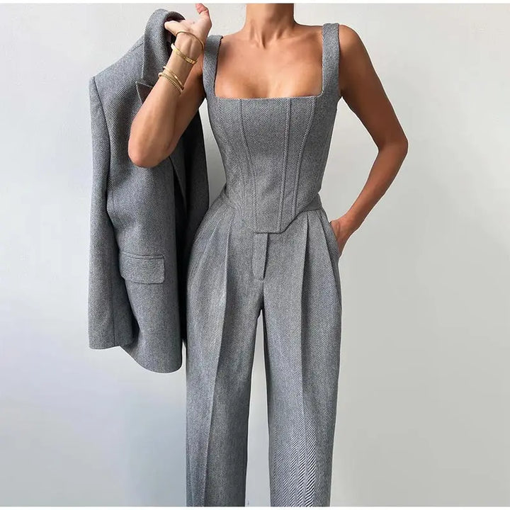 Adele™ | 3-teiliges Set (Korsett, Blazer und Hose)