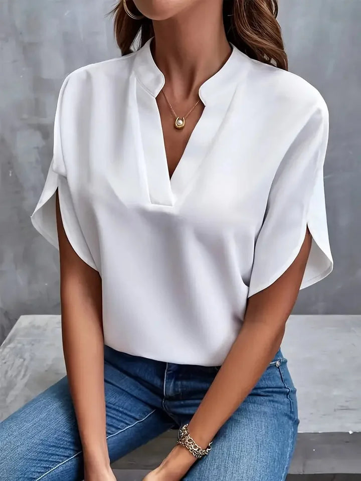 Thea®️™ | Fließende Bluse mit V-Ausschnitt