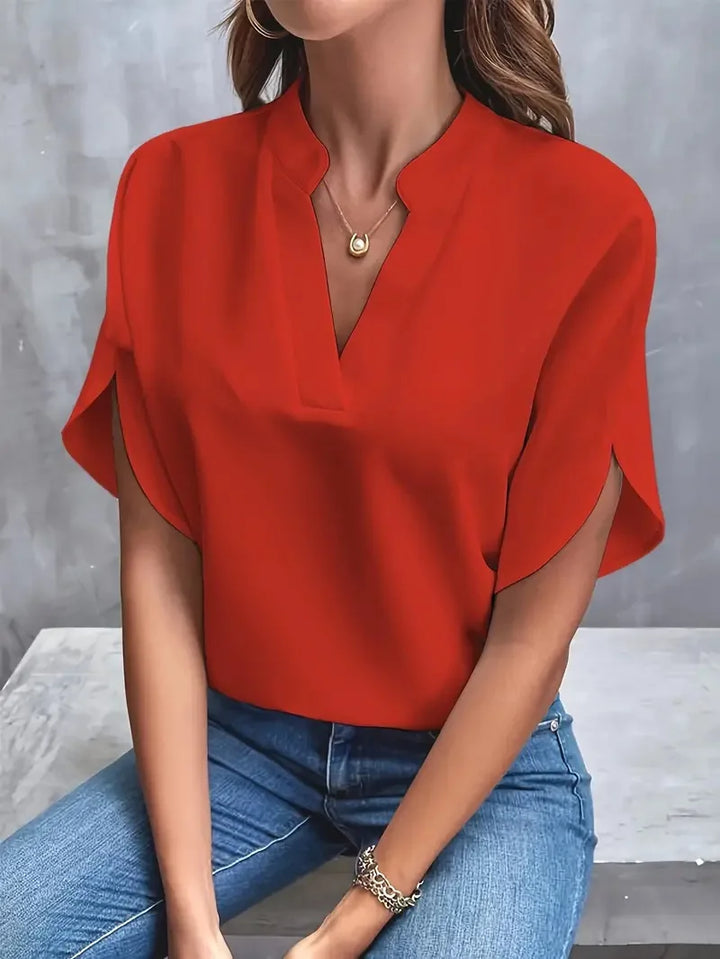 Thea®️™ | Fließende Bluse mit V-Ausschnitt