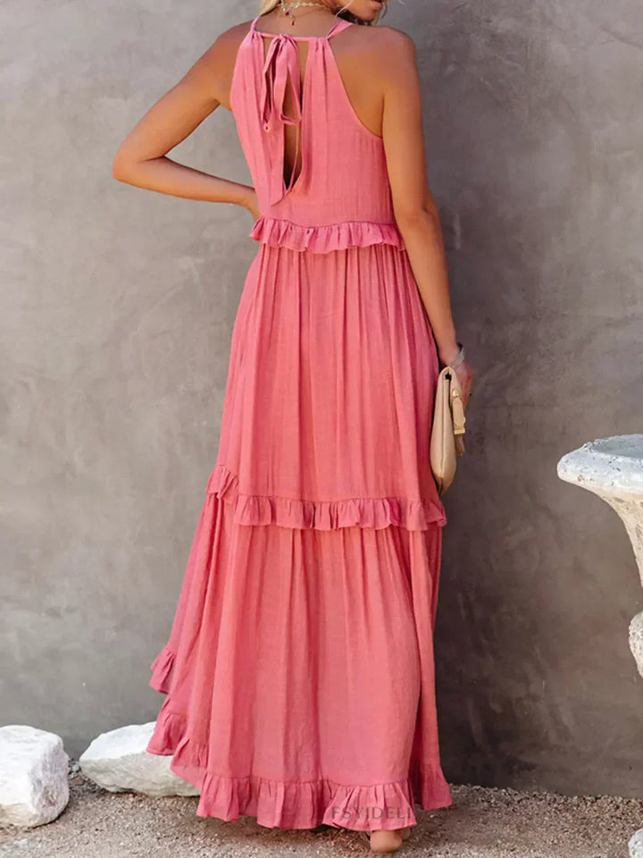 Luisa | Neckholder-Rüschen-Maxikleid (fast ausverkauft)