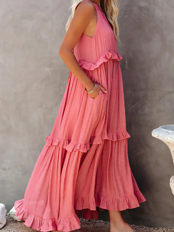 Luisa | Neckholder-Rüschen-Maxikleid (fast ausverkauft)