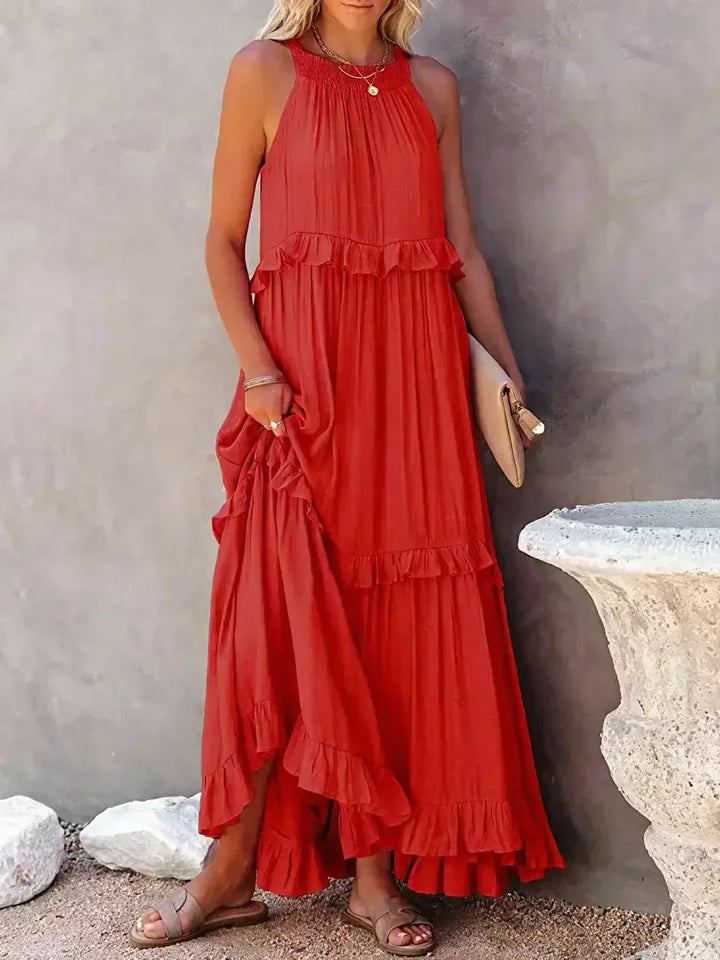 Luisa | Neckholder-Rüschen-Maxikleid (fast ausverkauft)