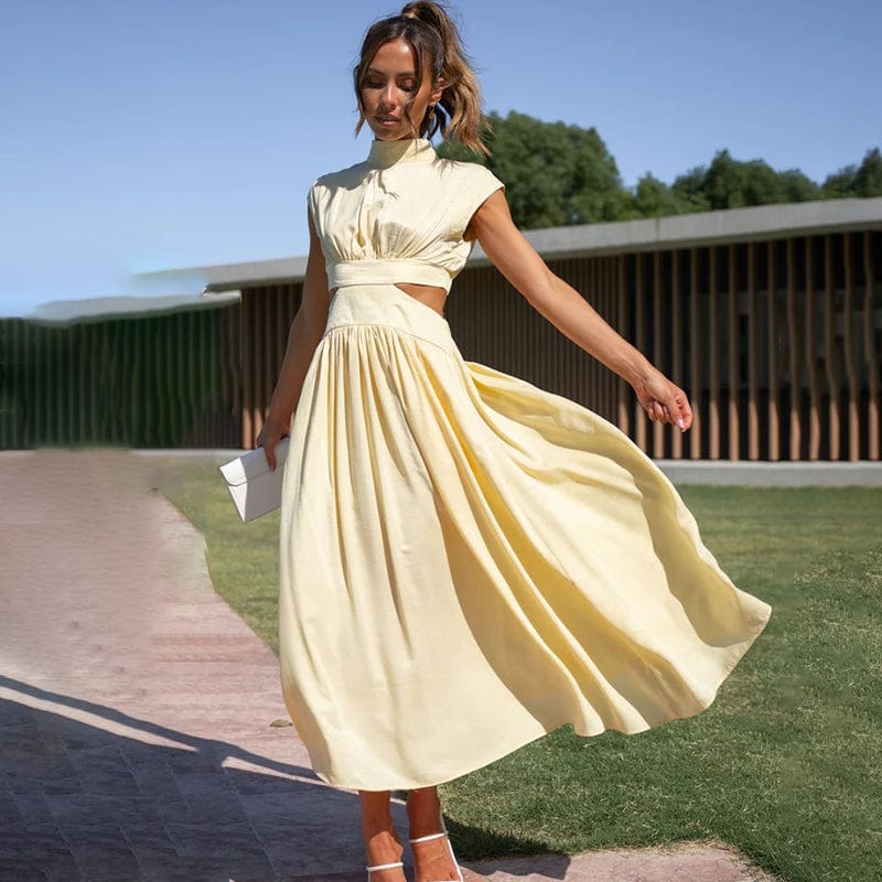 AURELIA® | PLISSIERTES KLEID MIT HOHEM KRAGEN