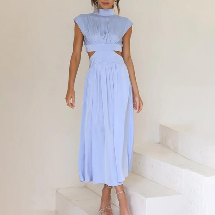 AURELIA® | PLISSIERTES KLEID MIT HOHEM KRAGEN
