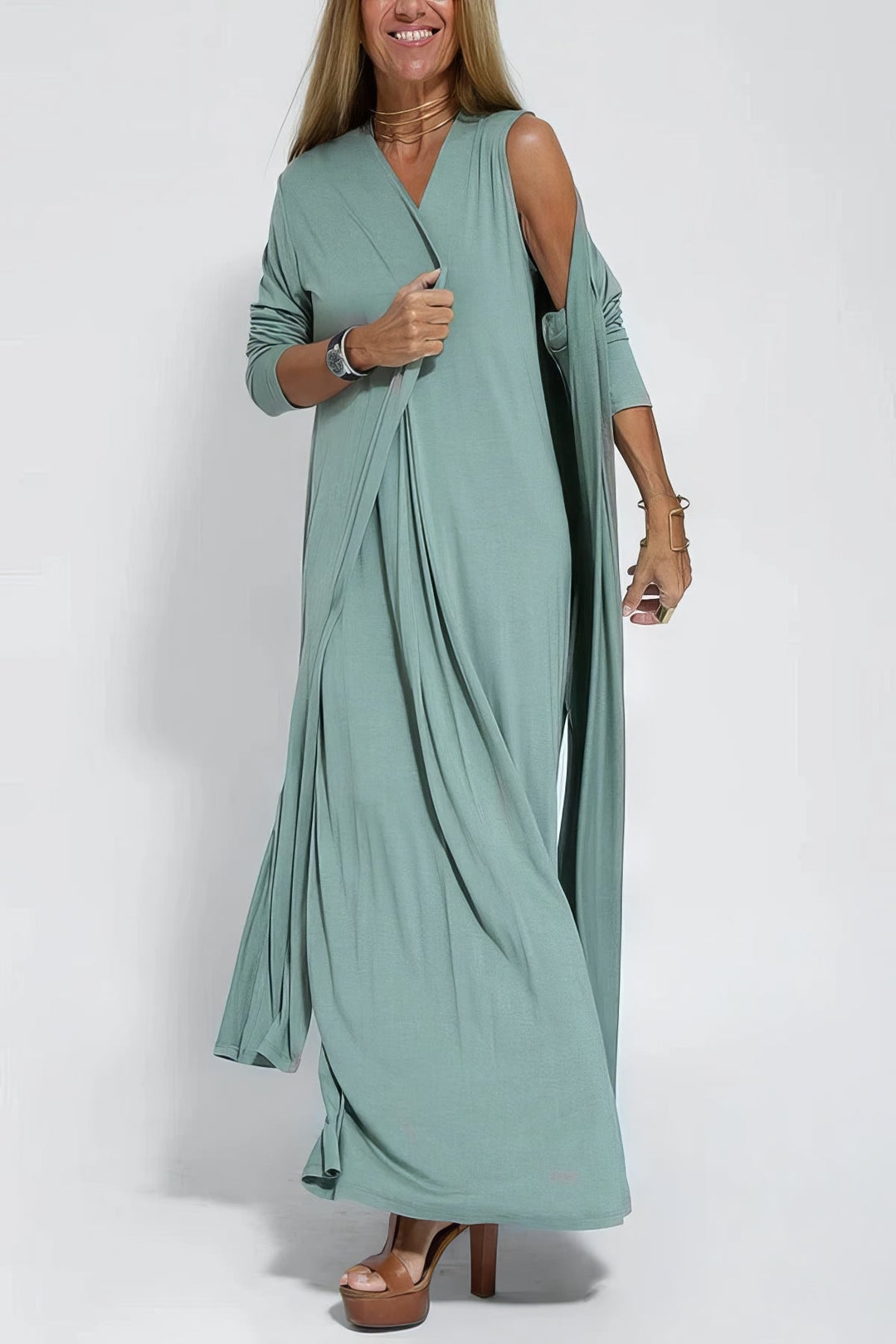 Mia™ | Elegantes langes Kleid + passende Strickjacke als Geschenk