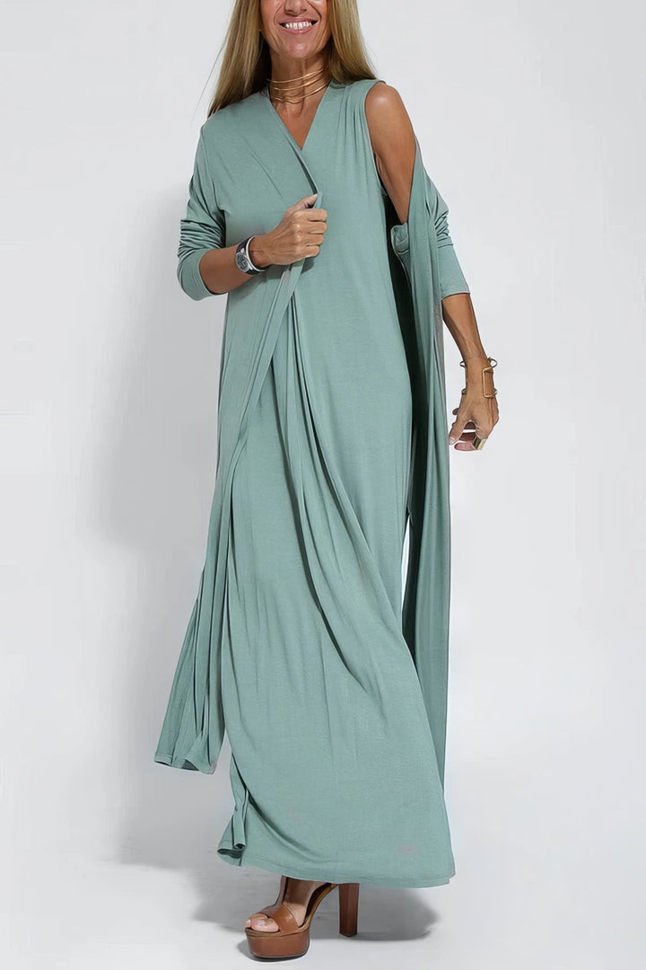 Mia™ | Elegantes langes Kleid + passende Strickjacke als Geschenk