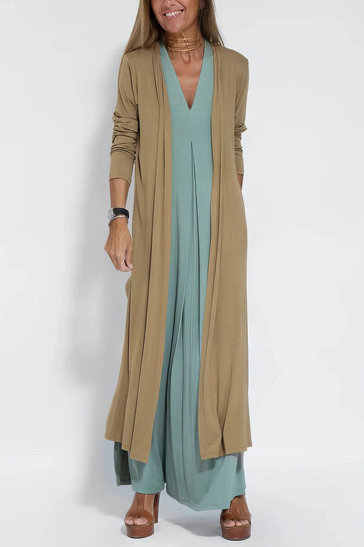 Mia™ | Elegantes langes Kleid + passende Strickjacke als Geschenk